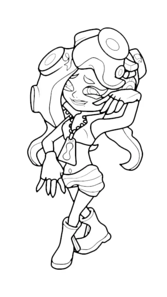 Black-and-white cartoon girl posing with octopus-like hair
