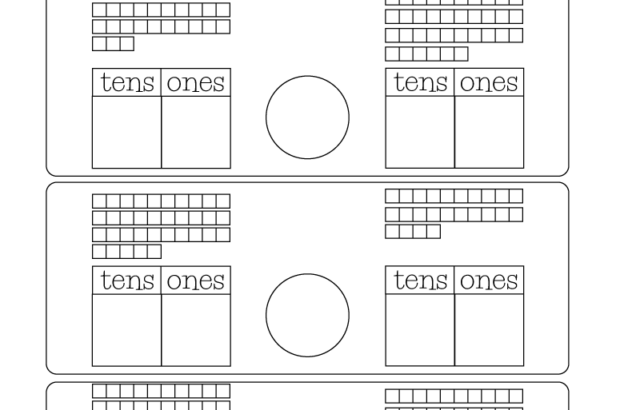 Comparing two-digit numbers worksheet with blank ten frames and circles