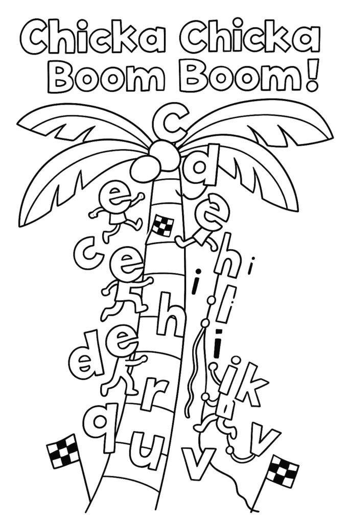 Chicka Chicka Boom Boom alphabet tree coloring page