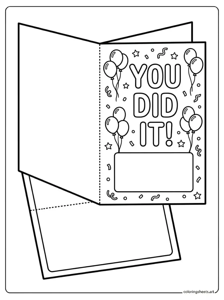 Printable congratulatory card with balloons and blank frame