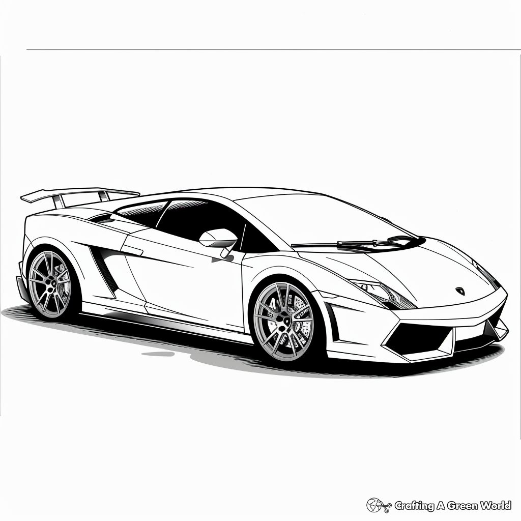 Black and white sports car illustration on white background