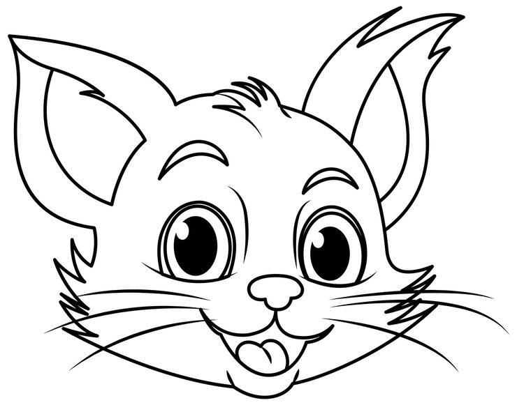 Black-and-white cartoon cat face illustration