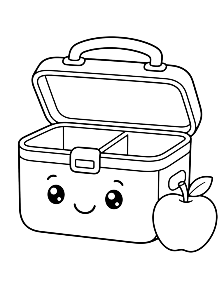 Cute lunchbox with apple beside it
