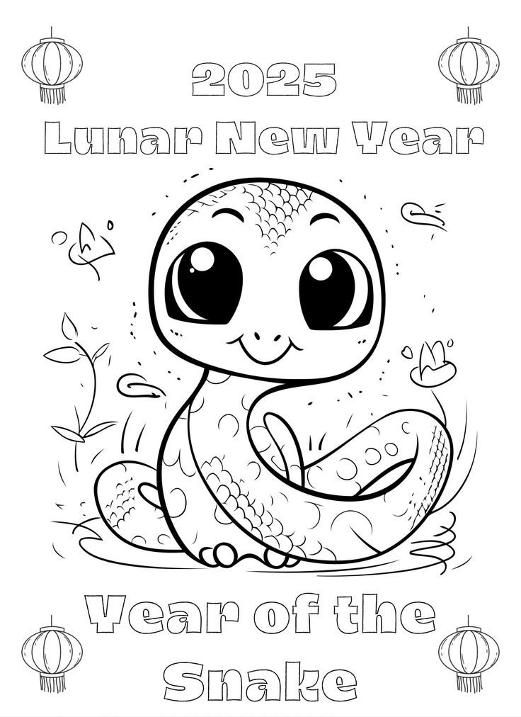 Lunar New Year 2025 snake coloring page