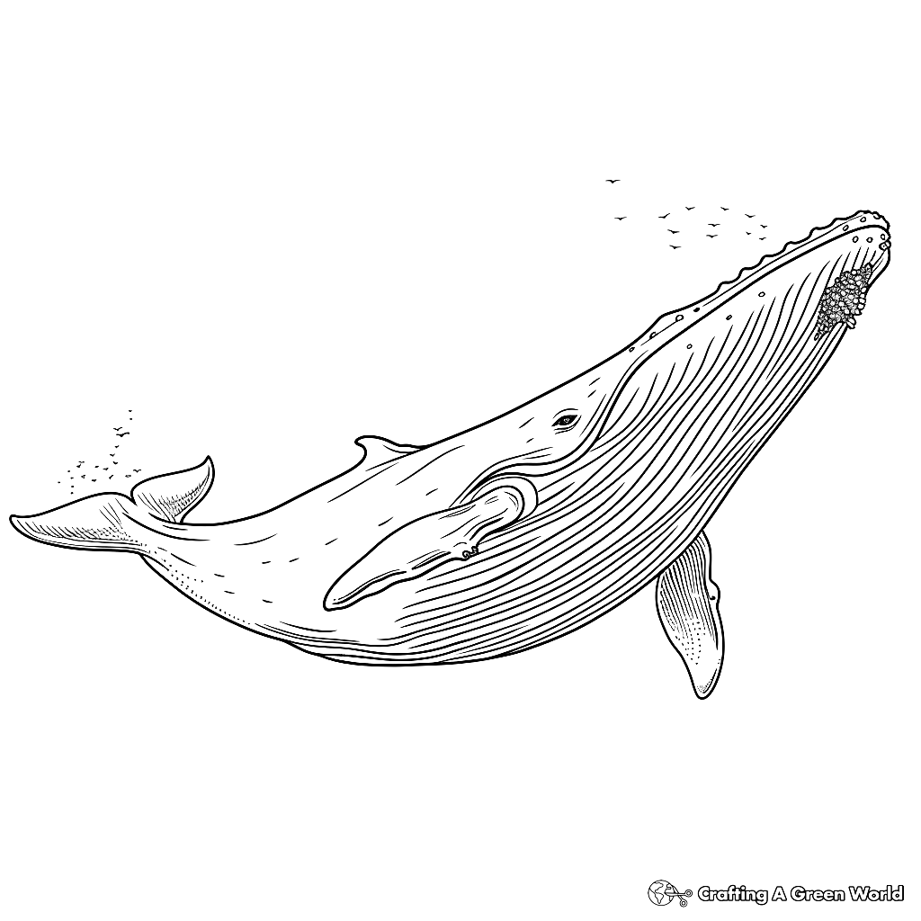 Black-and-white drawing of a breaching whale underwater with fish
