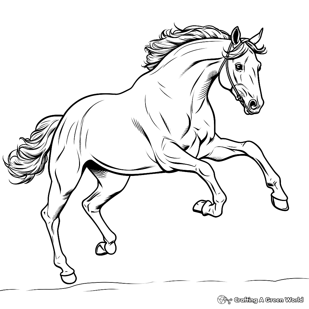 Black-and-white drawing of a rearing horse on white background