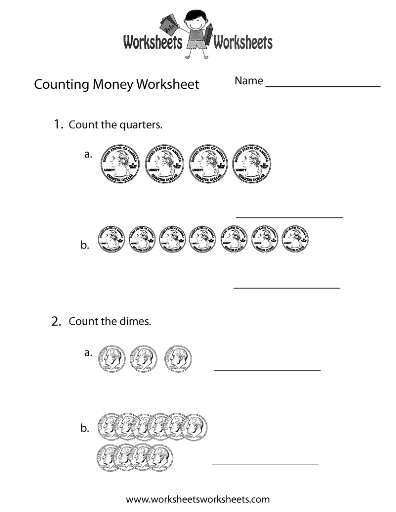 Counting money worksheet with quarters and dimes