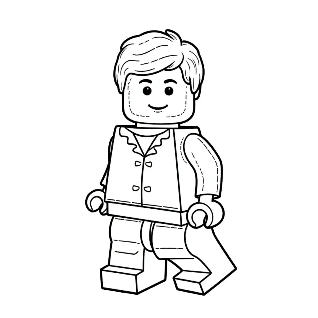 Black-and-white LEGO-style minifigure illustration on white background