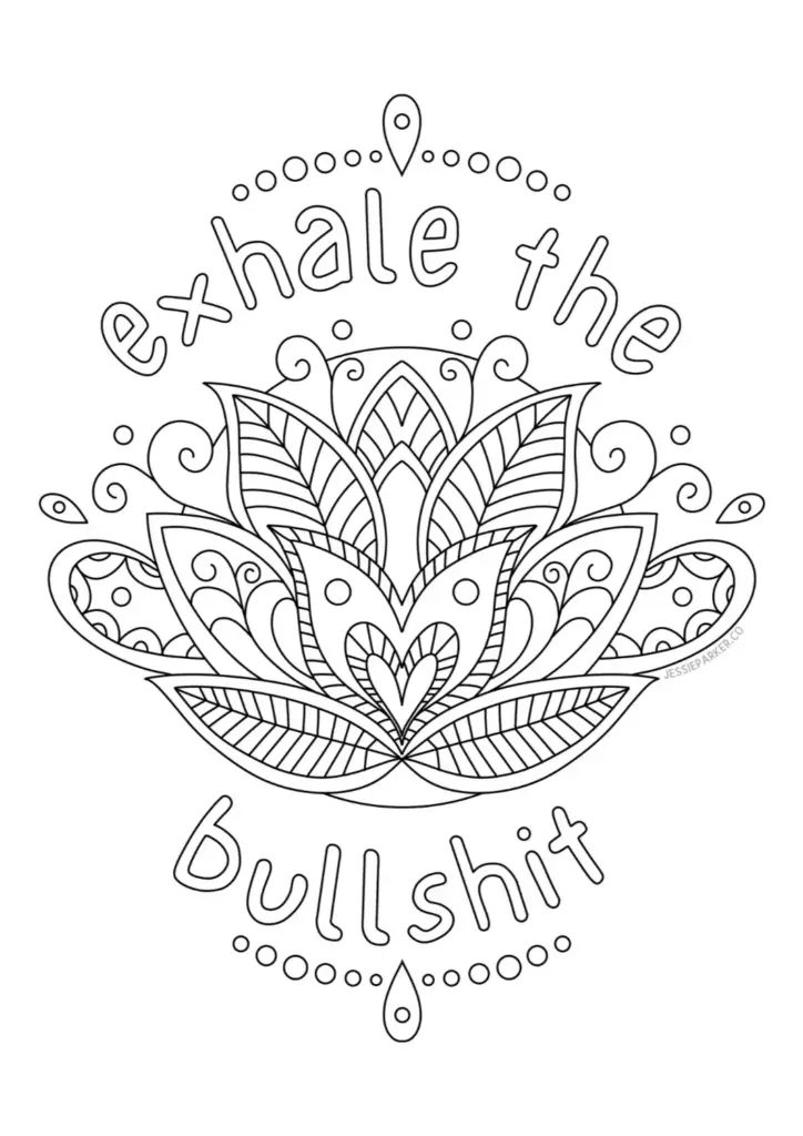 Decorative lotus flower with “exhale the bullshit” text