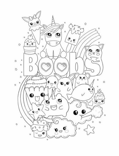 Cute cartoon Halloween doodles spelling Boobs
