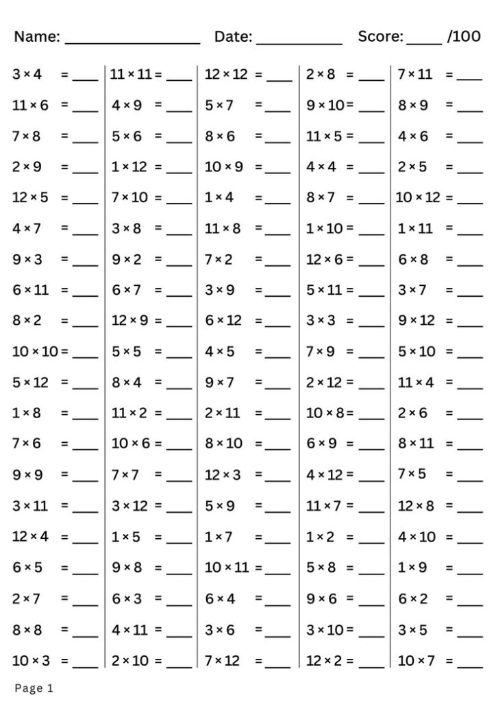 Black-and-white multiplication worksheet with blank answer lines