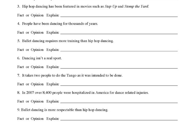 Black-and-white worksheet titled Fact and Opinion 6