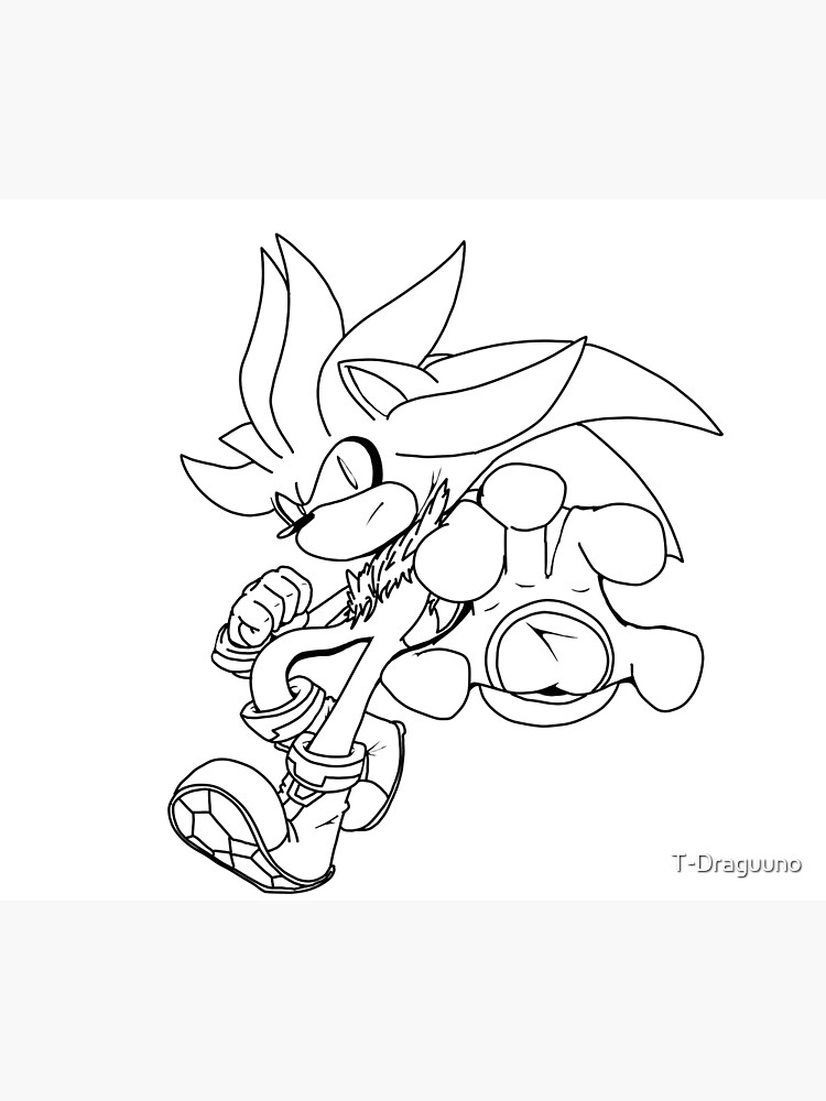 Line art of a spiky-haired cartoon hedgehog reaching forward
