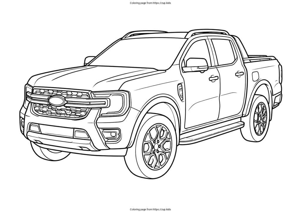 Line drawing of a four-door pickup truck