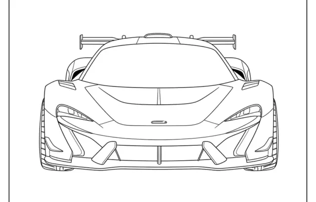Front view of a sports car coloring page
