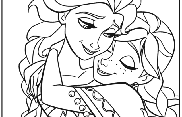 Line drawing of two smiling women hugging closely