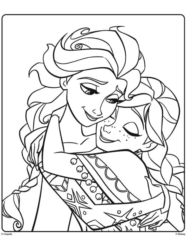 Line drawing of two smiling women hugging closely
