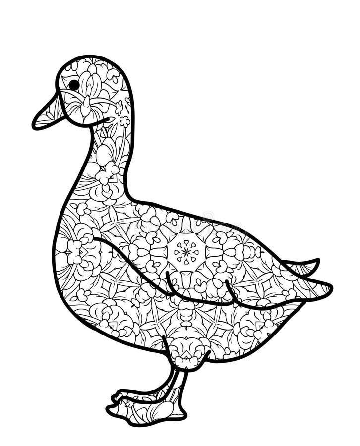 Floral-patterned duck outline on white background