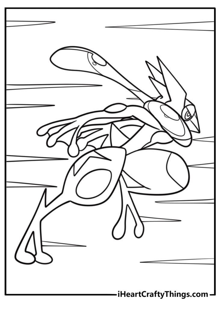 Line-art frog leaping with motion lines on white background