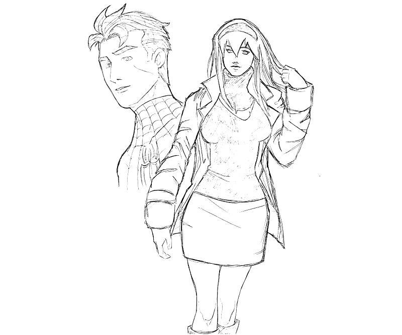 Line drawing of two comic-style characters on white background