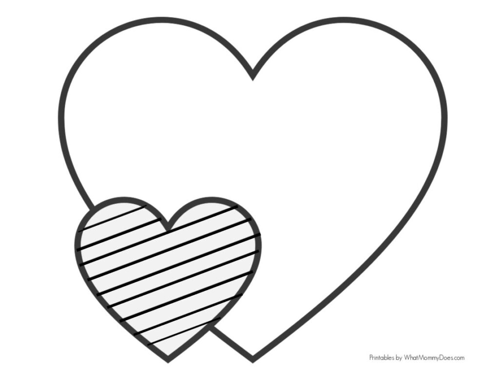 Large outlined heart behind striped smaller heart