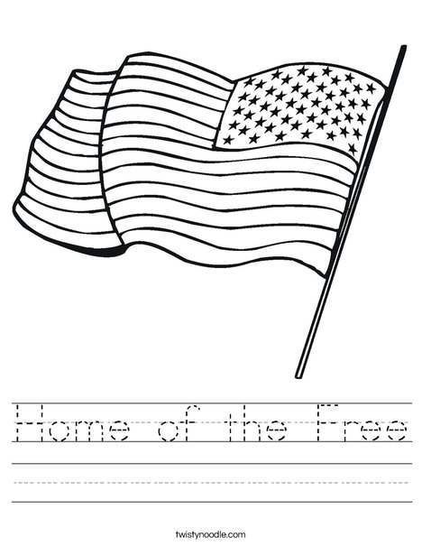 Black-and-white American flag above dotted handwriting lines