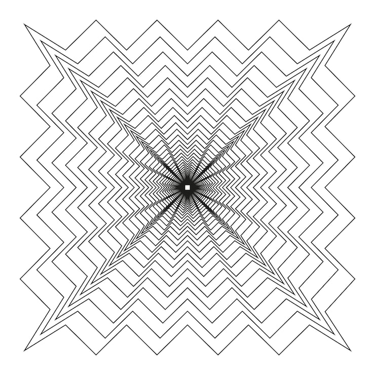 Concentric zigzag lines forming a starburst pattern