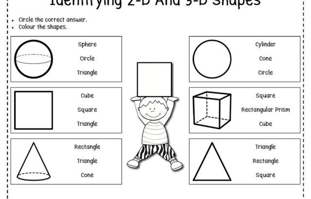 Shapes worksheet with child holding square in center