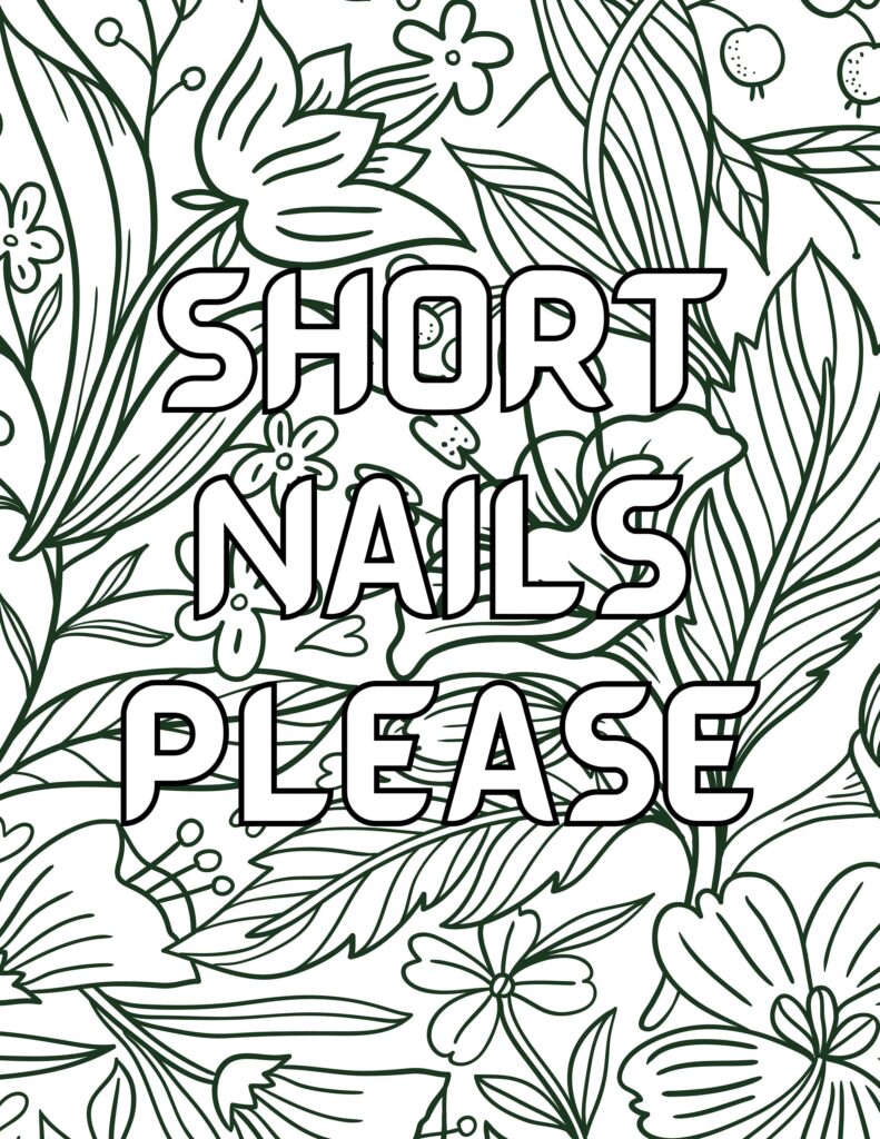 Floral line-art background with “SHORT NAILS PLEASE” text