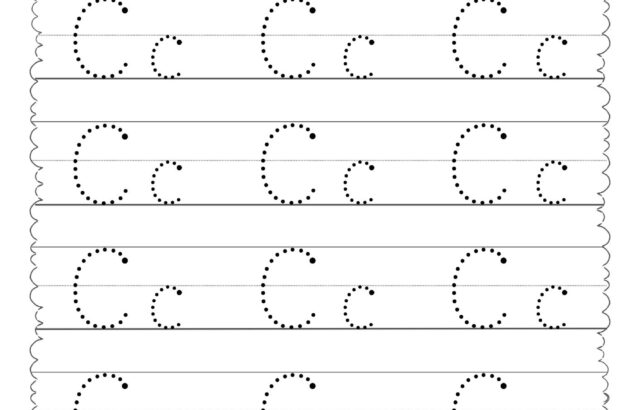 Alphabet tracing worksheet with dotted C and c letters