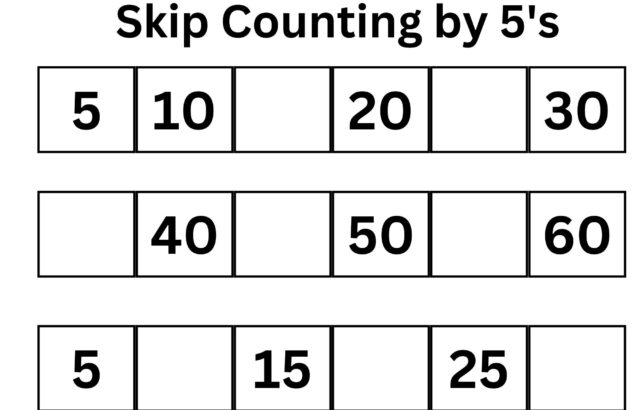 Skip counting by 5s worksheet with numbered boxes