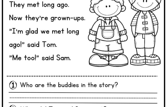 Reading worksheet about Tom and Sam friends