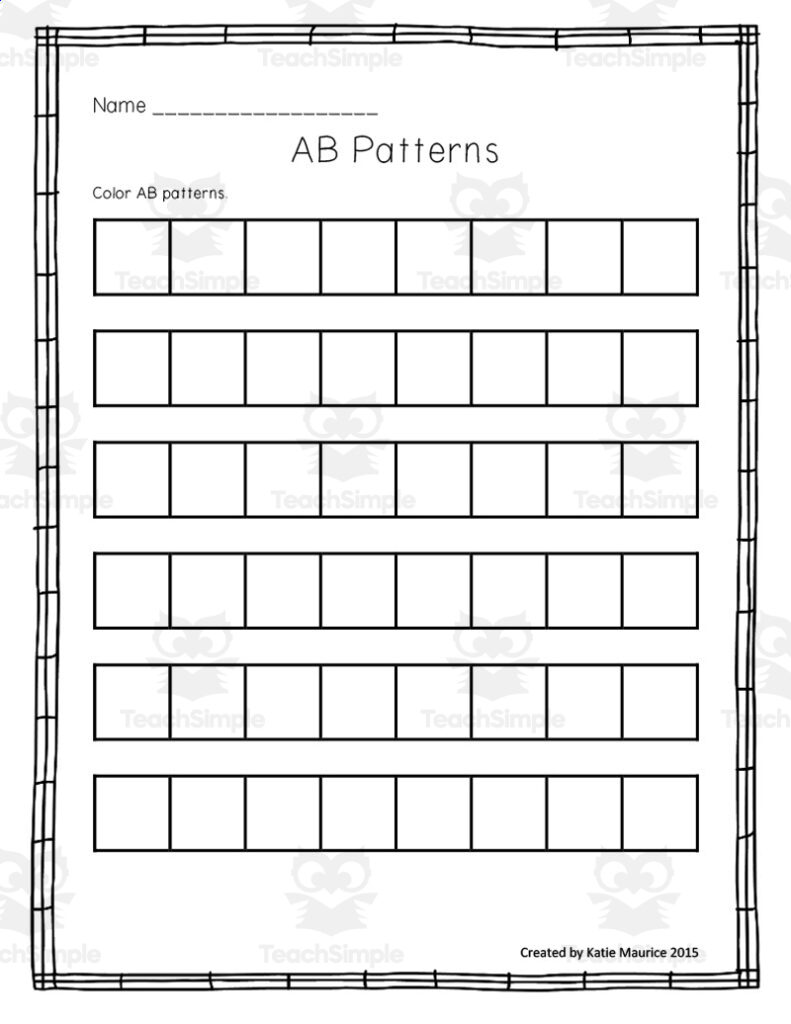 AB patterns worksheet with empty boxes