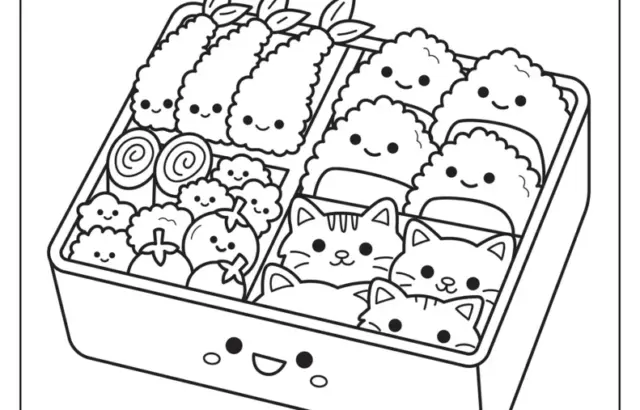 Cute bento box with smiling food faces