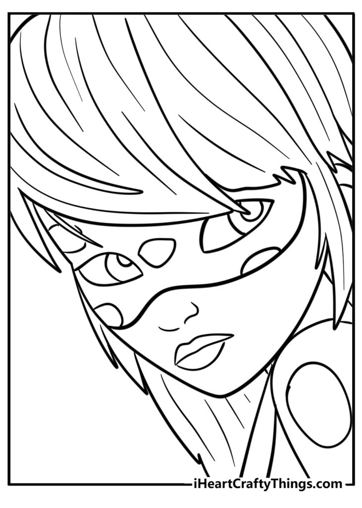 Black-and-white anime-style masked face line drawing