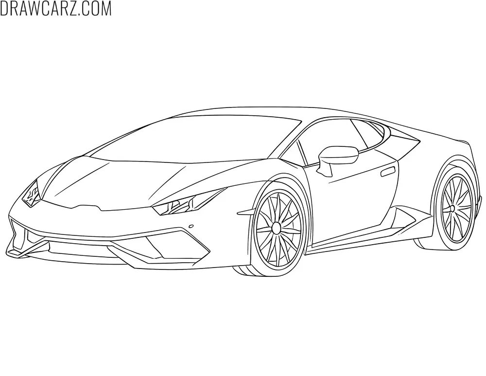 Line drawing of a sports car on white background