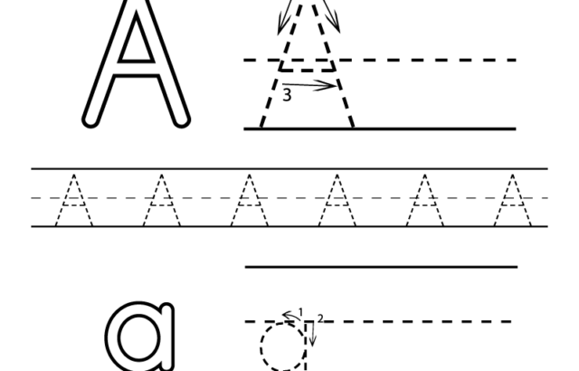 Letter A alphabet tracing worksheet with bunny logo