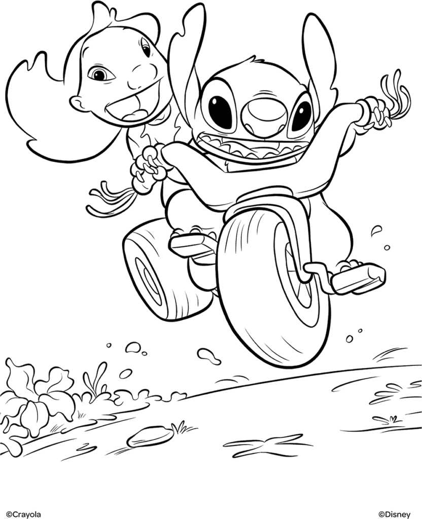 Two cartoon aliens riding a tricycle together