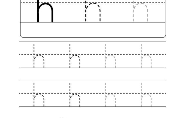 Letter H alphabet tracing worksheet with practice lines