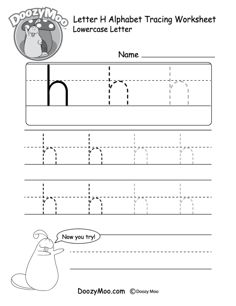 Letter H alphabet tracing worksheet with practice lines