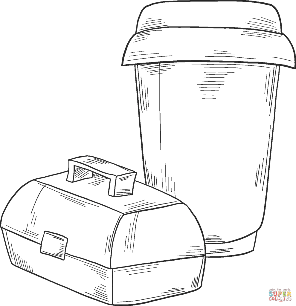 Black-and-white line drawing of two lunch boxes stacked