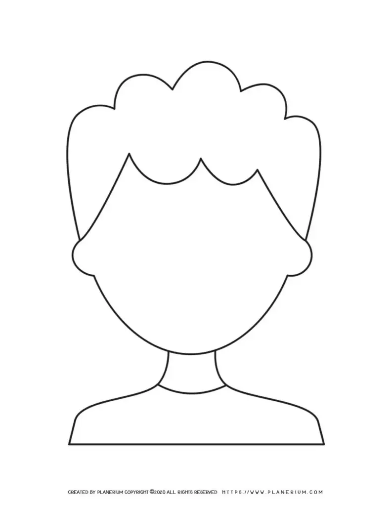 Simple outlined cartoon face and shoulders template