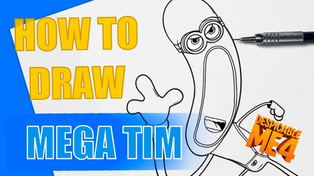 Drawing tutorial thumbnail with cartoon character and text