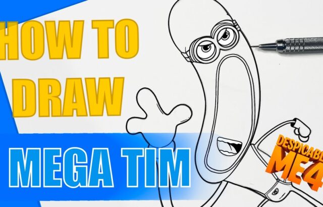 Drawing tutorial thumbnail with cartoon character and text