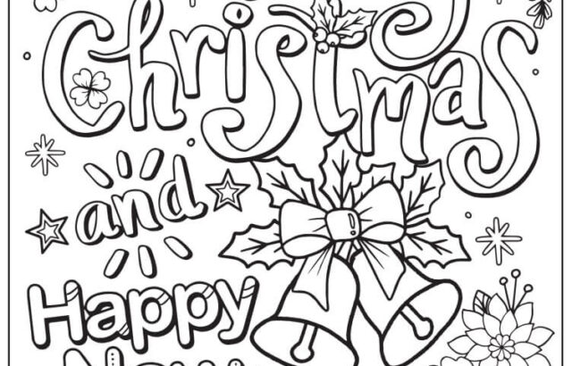 Merry Christmas and Happy New Year coloring page