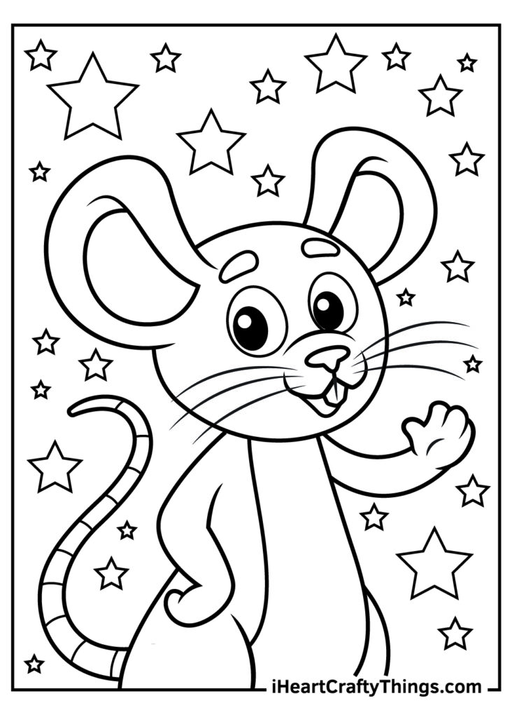 Cartoon mouse surrounded by stars
