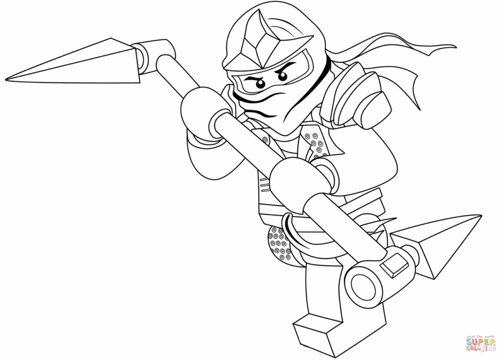 Black-and-white ninja holding a double-ended spear