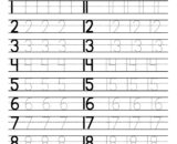 Number tracing worksheet showing 1 to 20