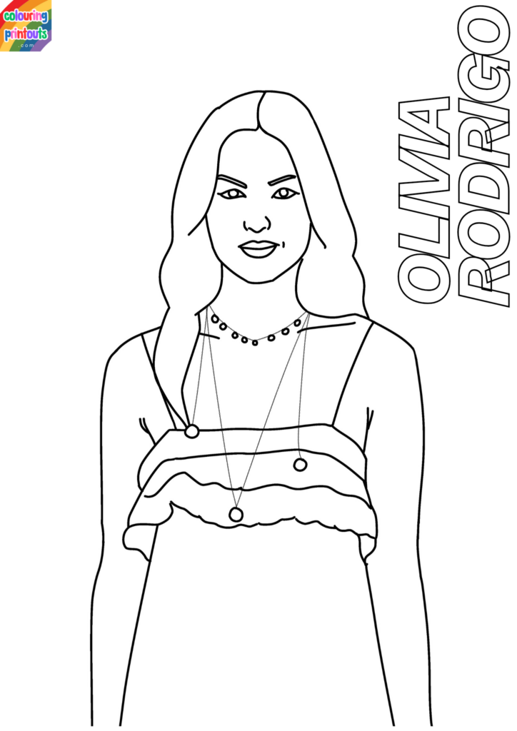 Black-and-white line drawing of a woman