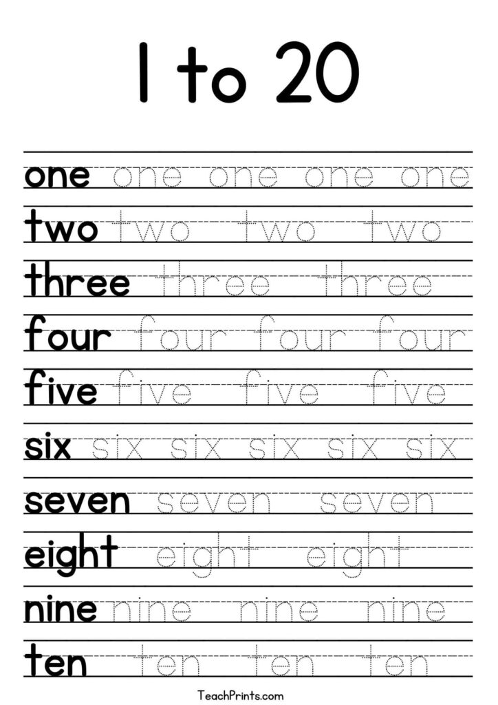 Number tracing worksheet from one to ten